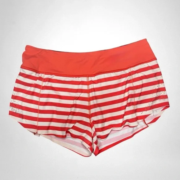 Lululemon Run Light As Air Short Fearless Red Waldo Stripe 2012 Seawheeze Size 8 - Picture 2 of 11